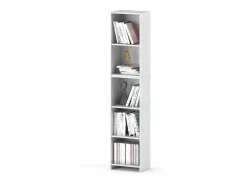 Librería - Estantería multifunción blanca 5 niveles 40X30x189cm - Para libros, juguetes y accesorios de oficina
