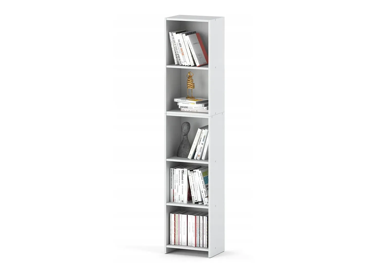 Librería - Estantería multifunción blanca 5 niveles 40X30x189cm - Para libros, juguetes y accesorios de oficina