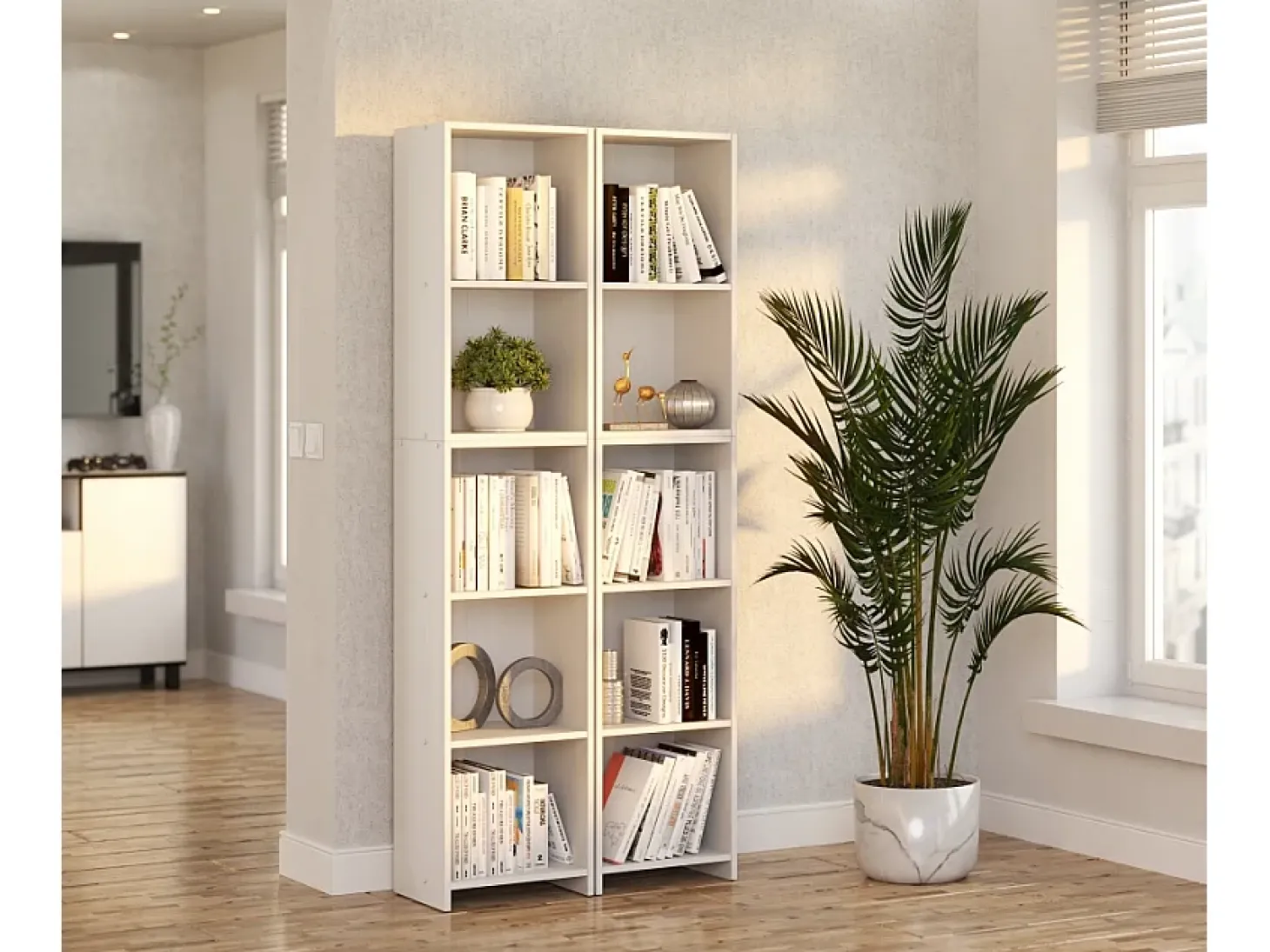 Librería - Estantería multifunción blanca 5 niveles 40X30x189cm - Para libros, juguetes y accesorios de oficina