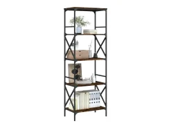 Librería 5 estantes madera ingeniería roble ahumado 59x35x171cm