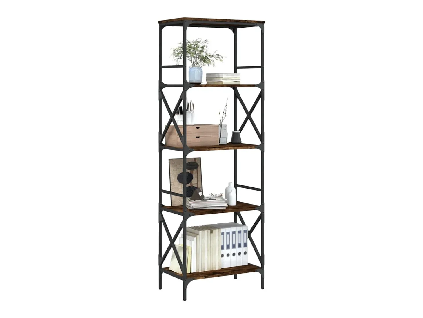 Librería 5 estantes madera ingeniería roble ahumado 59x35x171cm