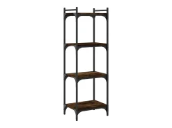 Librería 4 estantes madera ingeniería roble ahumado 40x30x120cm