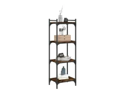 Librería 4 estantes madera ingeniería roble ahumado 40x30x120cm