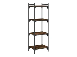 Librería 4 estantes madera ingeniería roble ahumado 40x30x120cm