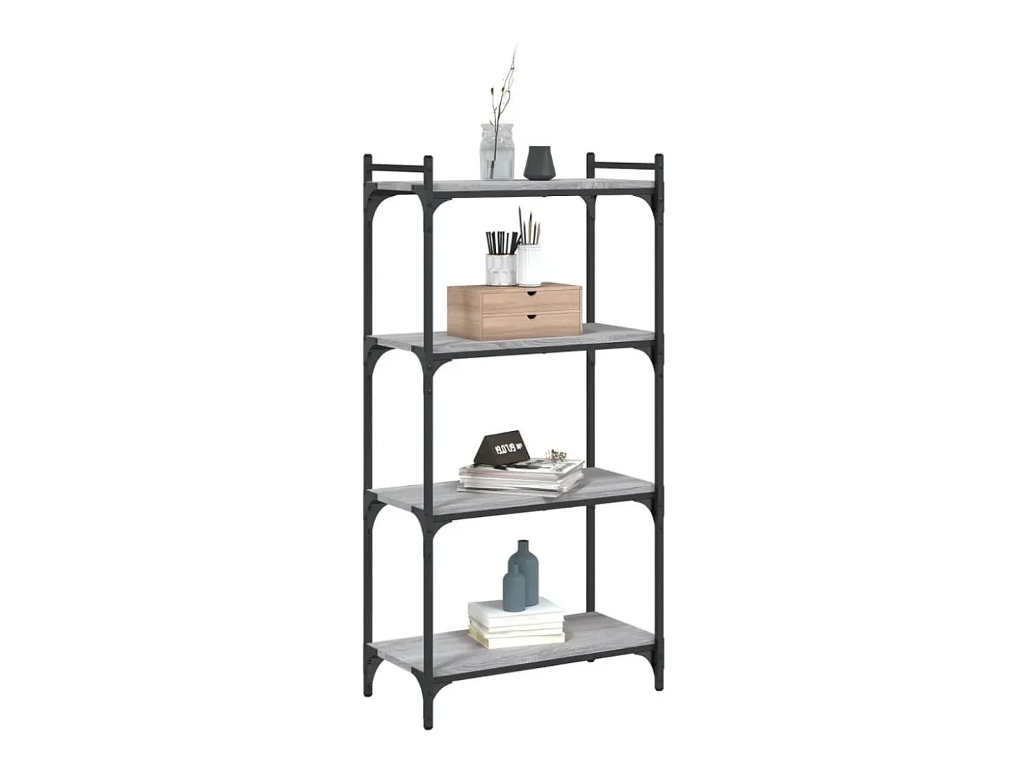 Librería 4 estantes madera ingeniería gris Sonoma 60x30x120 cm