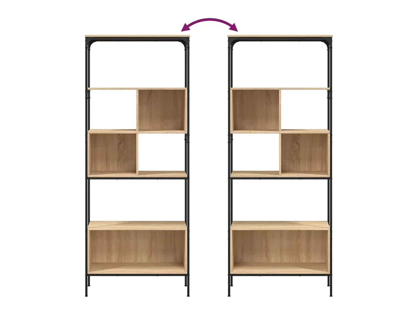 Librería 5 estantes madera de ingeniería roble 76x33x188,5 cm