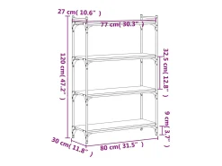 Librería 4 estantes madera ingeniería gris Sonoma 80x30x120 cm