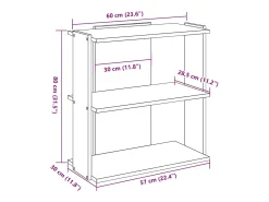 Librería 3 estantes madera ingeniería gris sonoma 60x30x80 cm