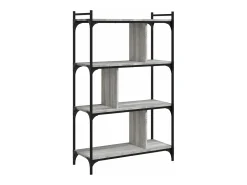 Librería 4 estantes madera ingeniería gris Sonoma 76x32x123 cm