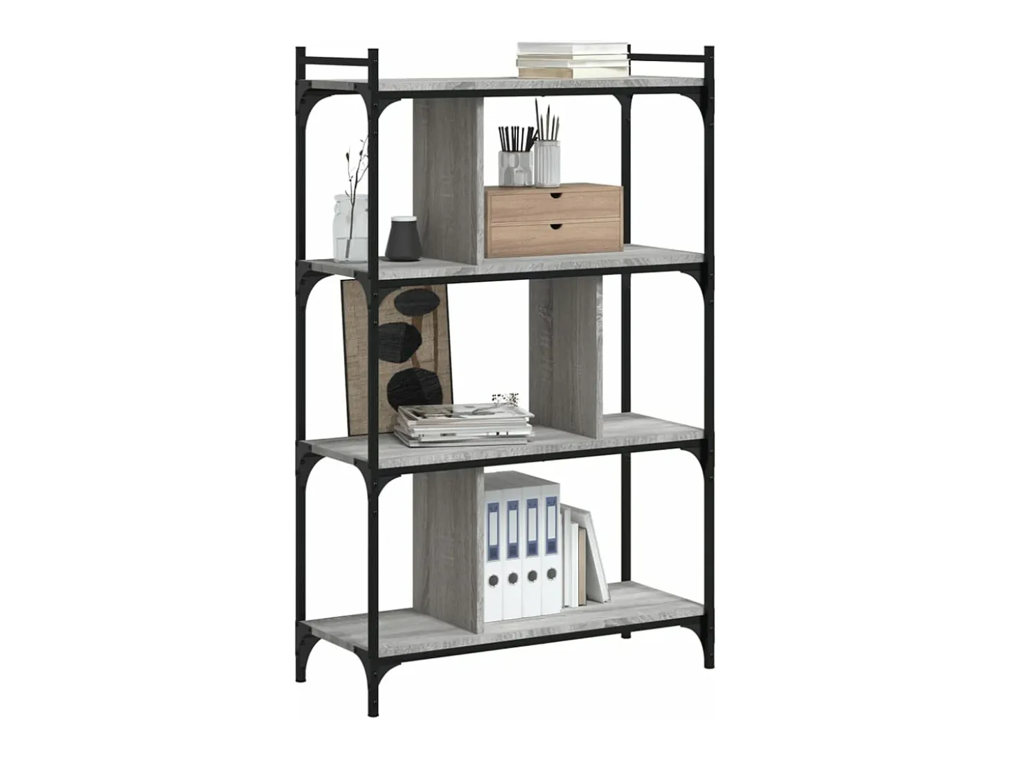 Librería 4 estantes madera ingeniería gris Sonoma 76x32x123 cm