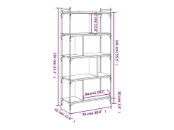 Librería 5 estantes madera ingeniería gris Sonoma 76x32x158 cm