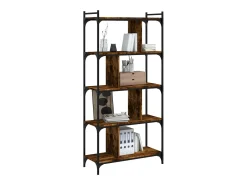 Librería 5 estantes madera ingeniería roble ahumado 76x32x158cm