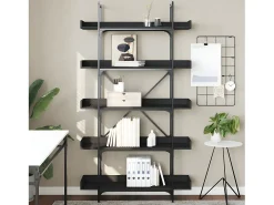 Librería 5 estantes madera de ingeniería negro 100x33x180,5 cm