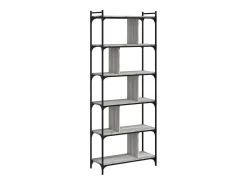 Librería 6 estantes madera ingeniería gris Sonoma 76x32x192 cm