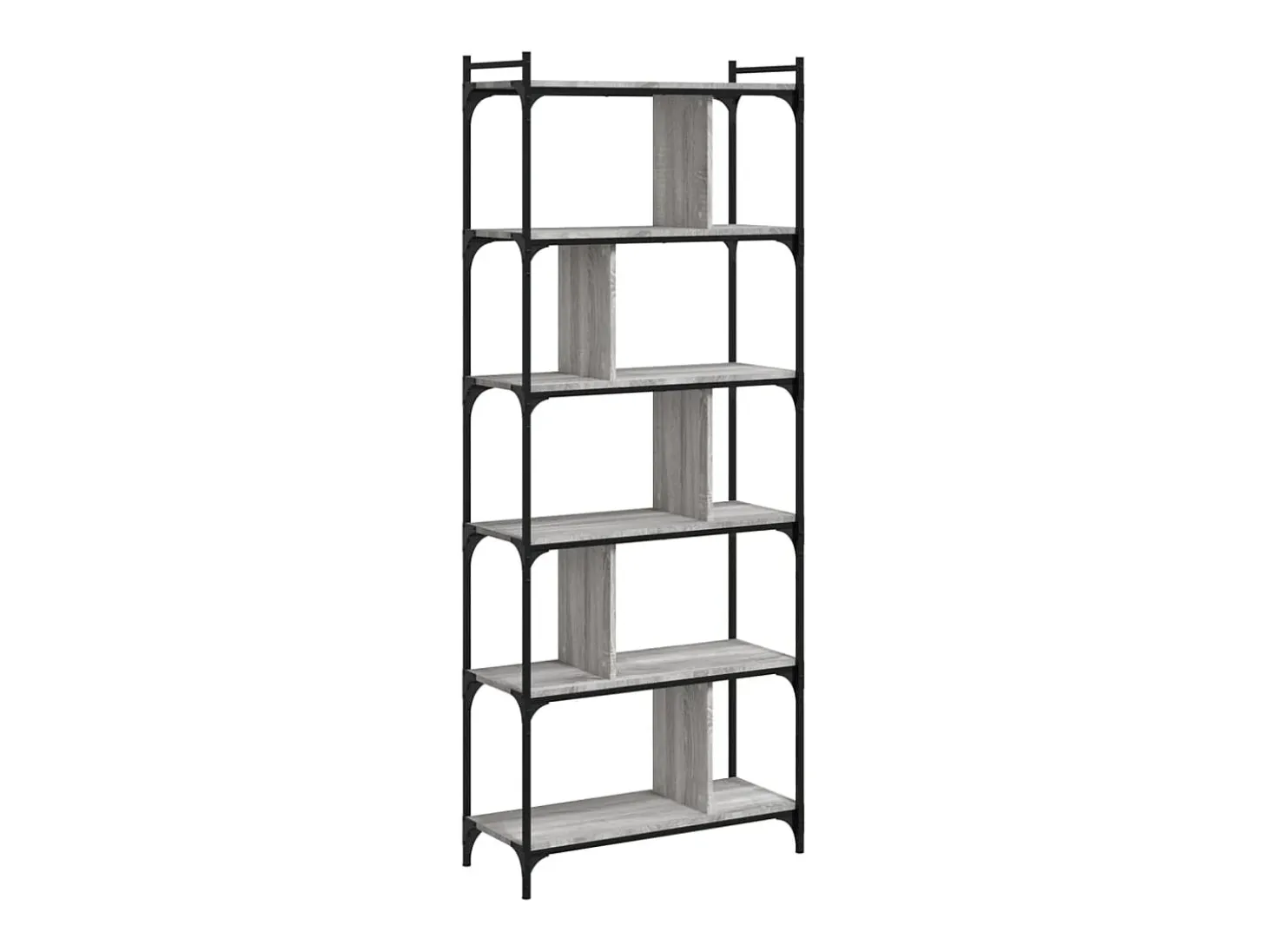 Librería 6 estantes madera ingeniería gris Sonoma 76x32x192 cm