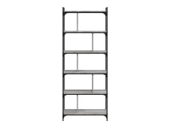 Librería 6 estantes madera ingeniería gris Sonoma 76x32x192 cm