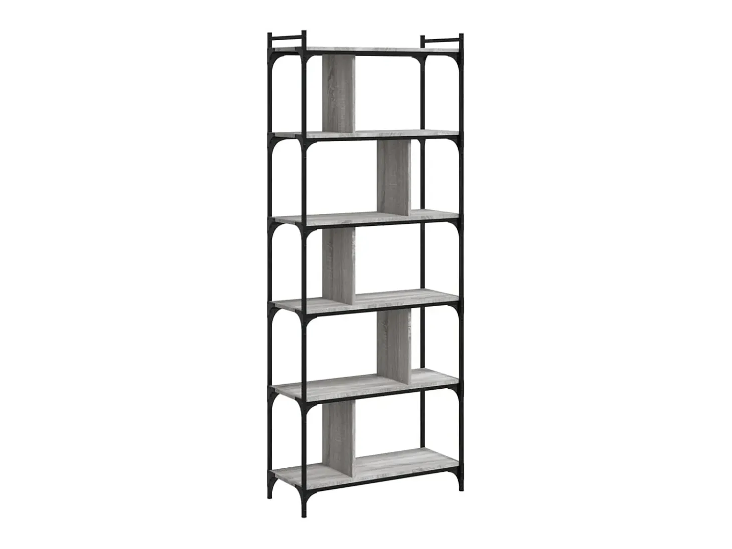 Librería 6 estantes madera ingeniería gris Sonoma 76x32x192 cm