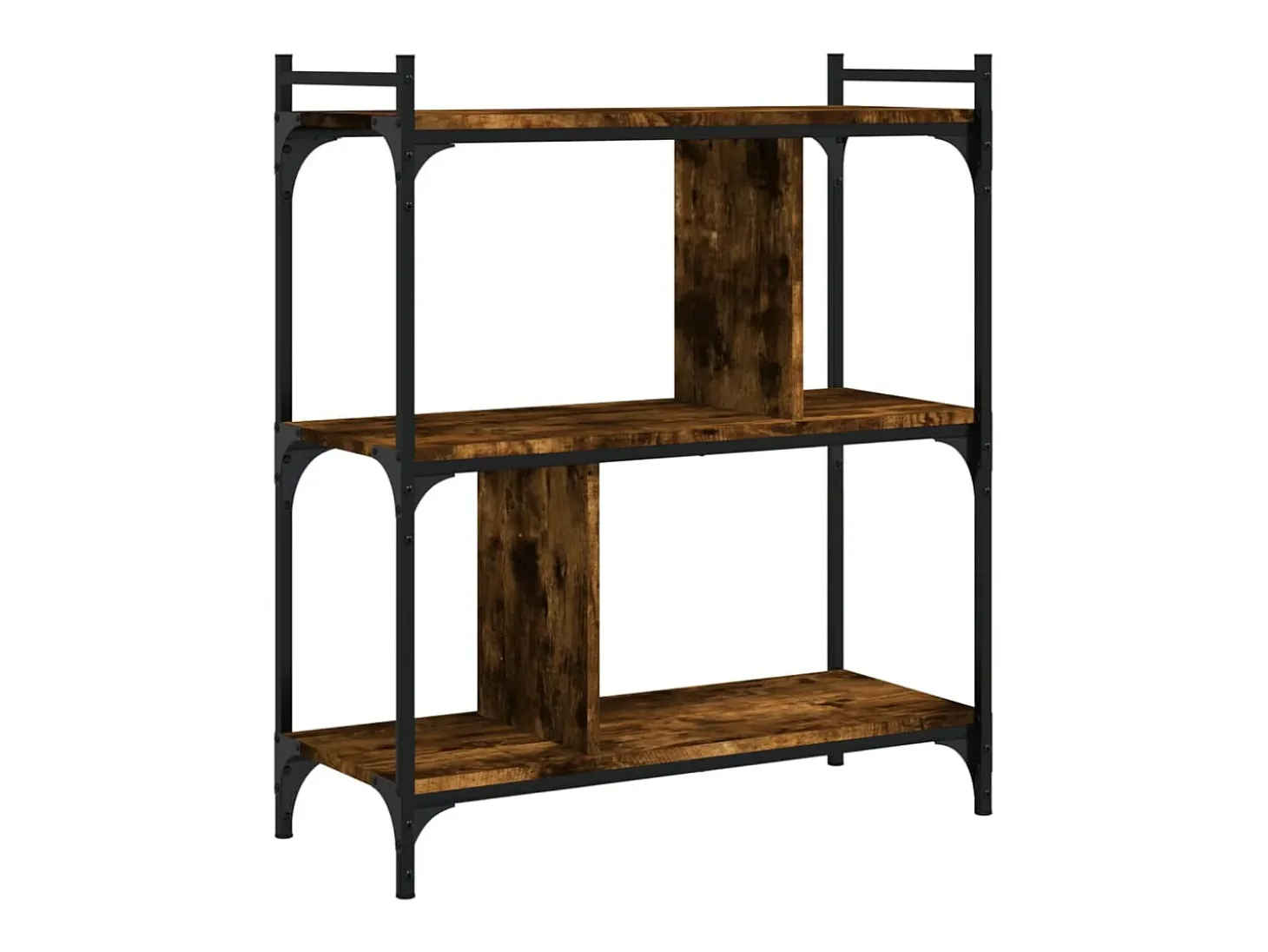 Librería 3 estantes madera ingeniería roble ahumado 76x32x88 cm