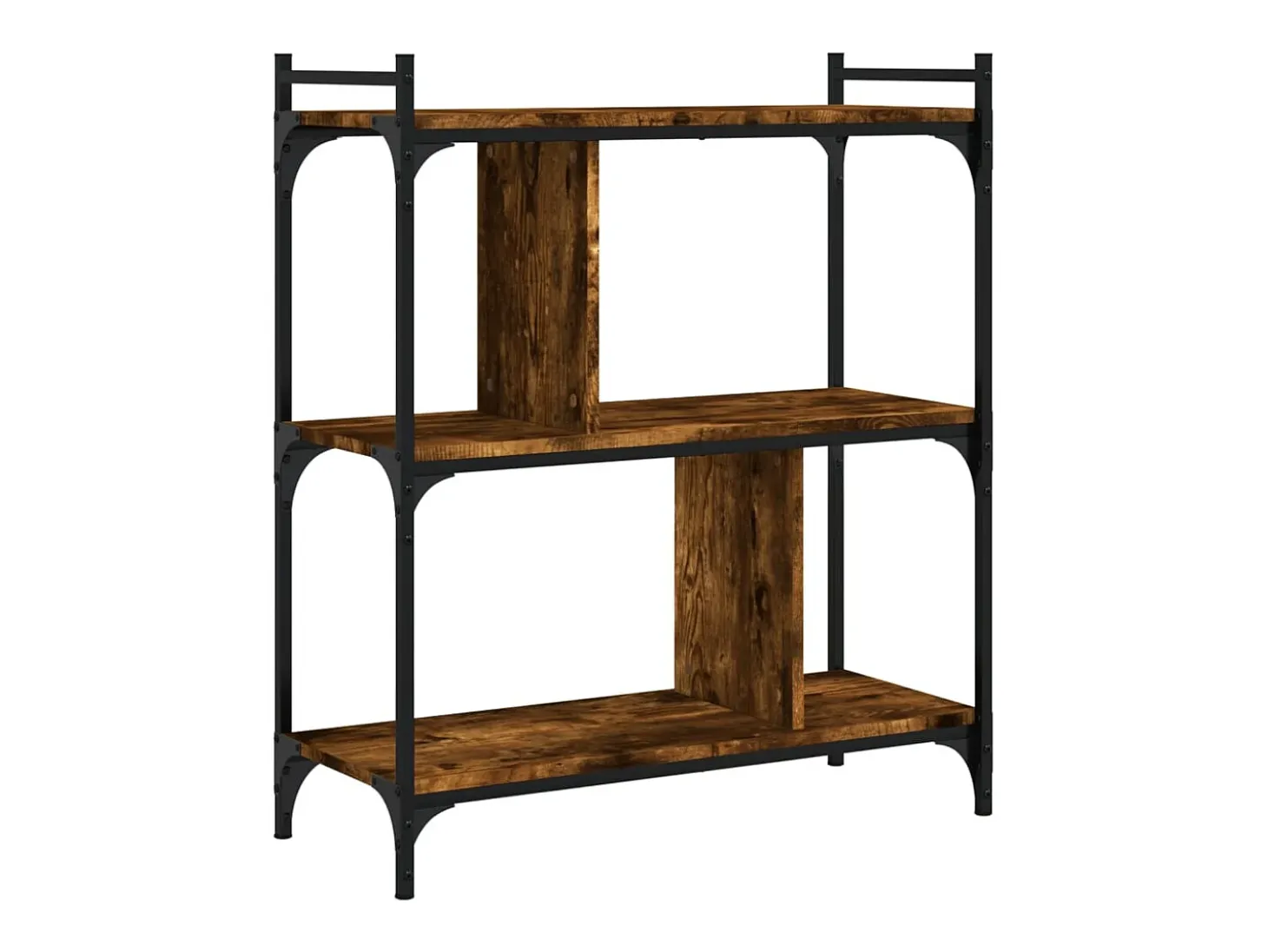 Librería 3 estantes madera ingeniería roble ahumado 76x32x88 cm