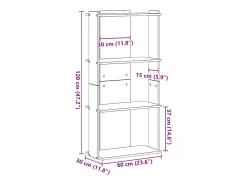 Librería 3 estantes madera ingeniería gris Sonoma 60x30x120 cm