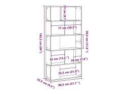 Librería 5 niveles madera ingeniería negra 80,5x23,5x162,5 cm