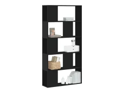Librería 5 niveles madera ingeniería negra 80,5x23,5x162,5 cm