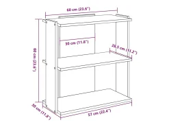 Librería 3 niveles madera ingeniería blanco 60x30x60 cm