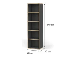 Librería antracita 40x30x140 tetrix