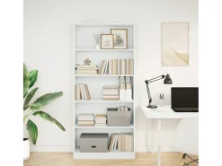 Librería blanca 80x24x176 cm madera contrachapada