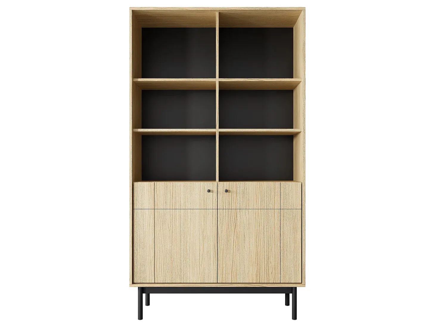 Librería: Color Roble Linea, patas negras, 103,5 x 184,6 x 39 cm