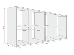 Librería con 8 compartimentos – color: aloe verde – 147 × 74 × 30 cm, vertical u horizontal