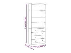 Librería con cajones ALTA madera maciza de pino 77x35x186,5 cm