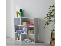 Librería de 3 estantes con 6 compartimentos blanco