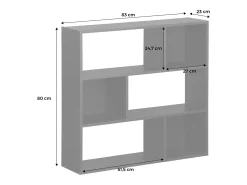 Librería de 3 estantes con 6 compartimentos blanco