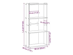 Librería de 3 estantes madera de ingeniería negro 60x30x120 cm