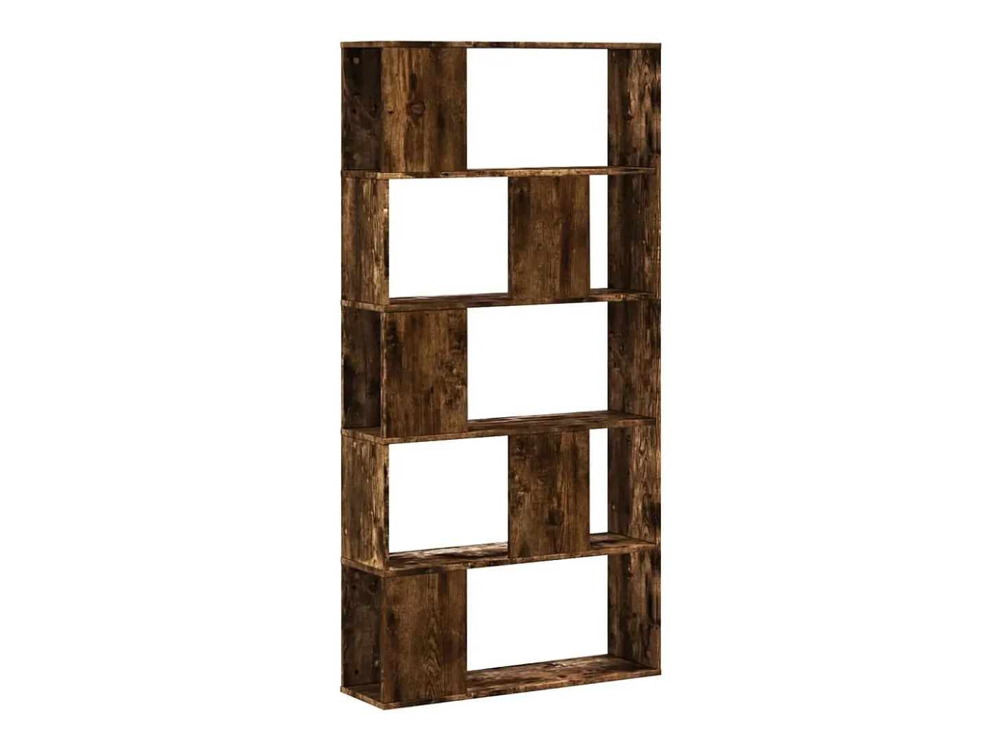 Librería de 5 estantes madera ingeniería roble ahumado