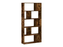 Librería de 5 estantes madera ingeniería roble ahumado