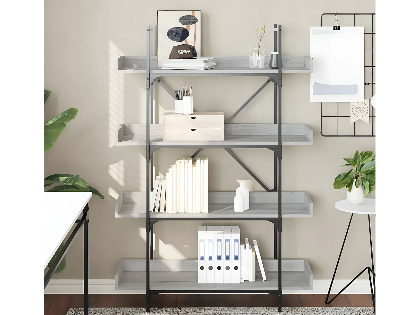 Librería de 4 estantes madera gris Sonoma 100x33x145,5 cm
