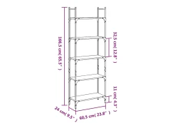 Librería de 5 estantes madera ingeniería negro 60,5x24x166,5 cm