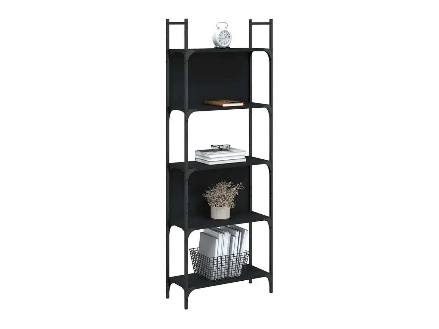 Librería de 5 estantes madera ingeniería negro 60,5x24x166,5 cm