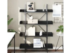 Librería de 4 estantes madera ingeniería negro 100x33x145,5 cm