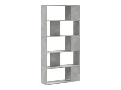 Librería de 5 niveles madera gris hormigón 80,5x23,5x162,5 cm