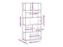 Librería de 5 niveles madera roble Sonoma 80,5x23,5x162,5 cm