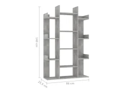 Librería de madera contrachapada gris hormigón 86x25,5x140 cm