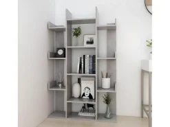 Librería de madera contrachapada gris hormigón 86x25,5x140 cm
