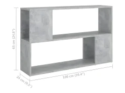 Librería de madera contrachapada gris hormigón 100x24x63 cm