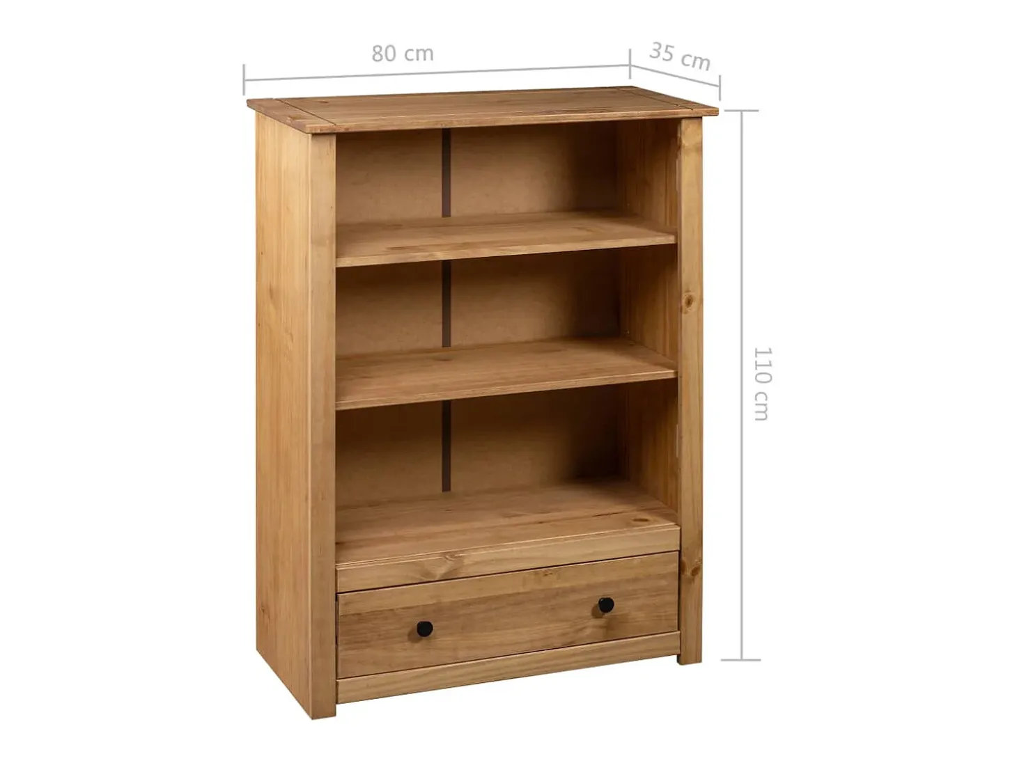 Librería de madera maciza de pino estilo Panamá 80x35x110 cm