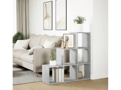 Librería divisor 3 niveles madera gris hormigón 99x29x99 cm