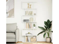 Librería divisor 6 niveles madera ingeniería blanco 70x24x193cm