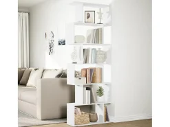 Librería divisor 6 niveles madera ingeniería blanco 70x24x193cm